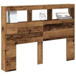 Berkfield Home Headboard Cabinet with LED Old Wood 140x17x102 cm in Brown - Size: 140 x 17 x 102 cm - thumbnail 5