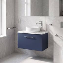 Balterley Level 600mm Wall Hung 1 Drawer Unit & Laminate Worktop, Midnight Blue - thumbnail 4