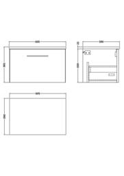 Balterley Level 600mm Wall Hung 1 Drawer Unit & Laminate Worktop, Midnight Blue - thumbnail 5