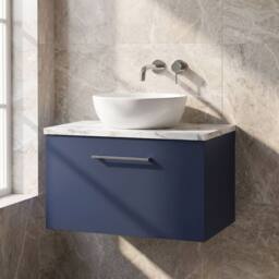 Balterley Level 600mm Wall Hung 1 Drawer Unit & Laminate Worktop, Midnight Blue - thumbnail 6