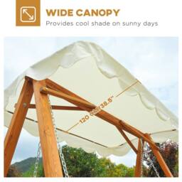 OUTSUNNY 3 Seater Wooden Wood Garden Swing Chair Seat in Cream - thumbnail 4