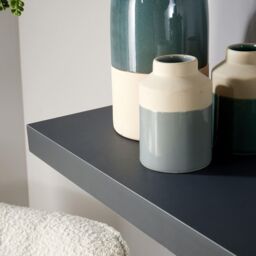 Home Source Pair of 60cm Floating Storage Shelf Wall Mounted Wooden Book Shelves in Grey - thumbnail 3