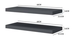 Home Source Pair of 60cm Floating Storage Shelf Wall Mounted Wooden Book Shelves in Grey - thumbnail 6