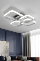 Living and Home Contemporary LED Semi Flush Ceiling Light in White
