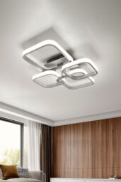Living and Home Contemporary LED Semi Flush Ceiling Light in White - thumbnail 2