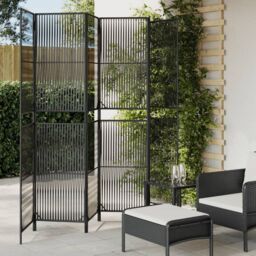 Berkfield Home Room Divider 6 Panels Black Poly Rattan