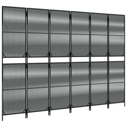 Berkfield Home Room Divider 6 Panels Black Poly Rattan - thumbnail 4