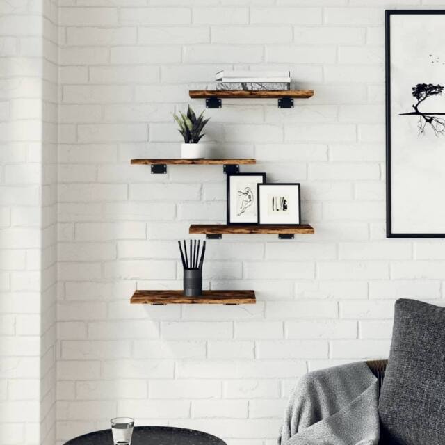 Berkfield Home Durable Wall Shelves 4 pcs Smoked Oak 40x20x1.5 cm Engineered Wood in Brown