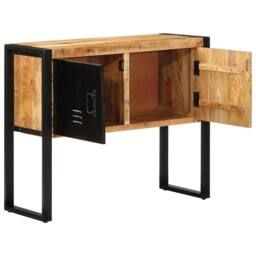 Berkfield Home Beautiful Console Cabinet 90x35x75 cm Solid Rough Wood Mango in Brown - Size: 90 x 35 x 75 cm - thumbnail 5