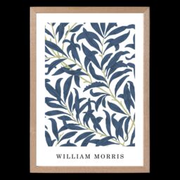 ARTZE William Morris Navy & Green Willow Art Print / Oak Frame / SIZE: A2 - Size: A3 - thumbnail 2