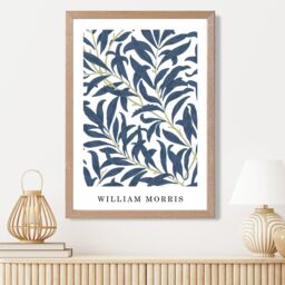 ARTZE William Morris Navy & Green Willow Art Print / Oak Frame / SIZE: A2 - Size: A3 - thumbnail 1