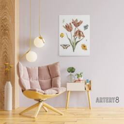 "Artery8 Flowers Butterflies & A Fly Johan Teyler Canvas Wall Art in White - Size: W18"" x H24""" - thumbnail 3