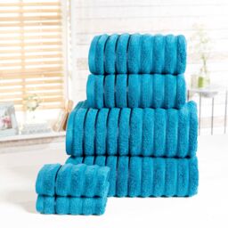 Rapport Home Ribbed 6 Piece Towel Bale Pure Cotton in Teal