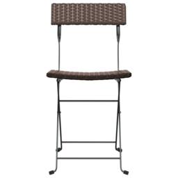 Berkfield Home Beautiful Folding Bistro Chairs 6 pcs Brown Poly Rattan & Steel - thumbnail 4