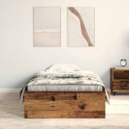 Berkfield Home Bed Frame Old Wood 90x190 cm Engineered Wood in Brown - thumbnail 4