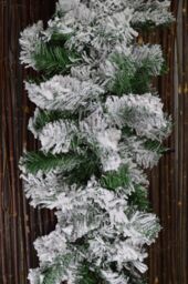 Samuel Alexander Premier 2.7m Snow Flocked Pine Christmas Garland with Glitter Finish in Green - thumbnail 2