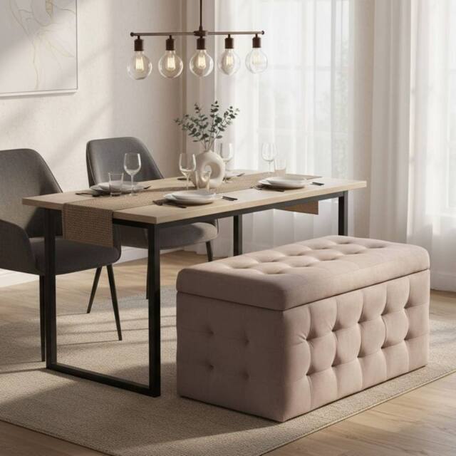 Wyld and Coco Pink Velvet Tufted Storage Ottoman Bench with Hinged Lid - image 1