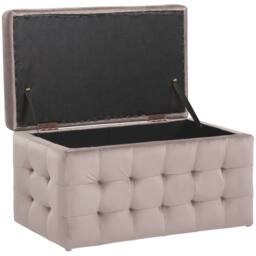 Wyld and Coco Pink Velvet Tufted Storage Ottoman Bench with Hinged Lid - thumbnail 5