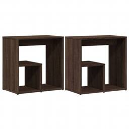 Berkfield Home Side Tables 2 pcs Brown Oak 50x30x50 cm Engineered Wood - Size: 50 x 30 x 50 cm - thumbnail 3