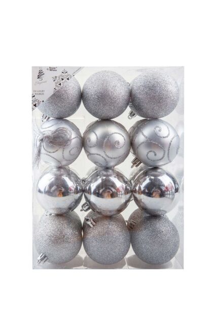 VFM e-Store Christmas Bauble Decoration Hanging Tree Ornament X 24 6cm Silver - image 1