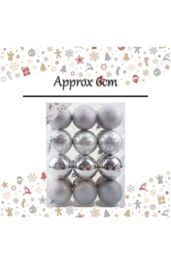 VFM e-Store Christmas Bauble Decoration Hanging Tree Ornament X 24 6cm Silver - thumbnail 2