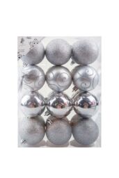 VFM e-Store Christmas Bauble Decoration Hanging Tree Ornament X 24 6cm Silver - thumbnail 1