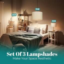 EONLION Set of 3 Modern Lampshades for Ceiling & Table in Beige - thumbnail 5