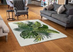 Benjamin Tate Design Green Tropical Foliage Rug in Natural - Size: Large - thumbnail 2