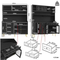 Rolipo Black Highboard Storage Cabinet with LED Lights & Wine Rack - thumbnail 6