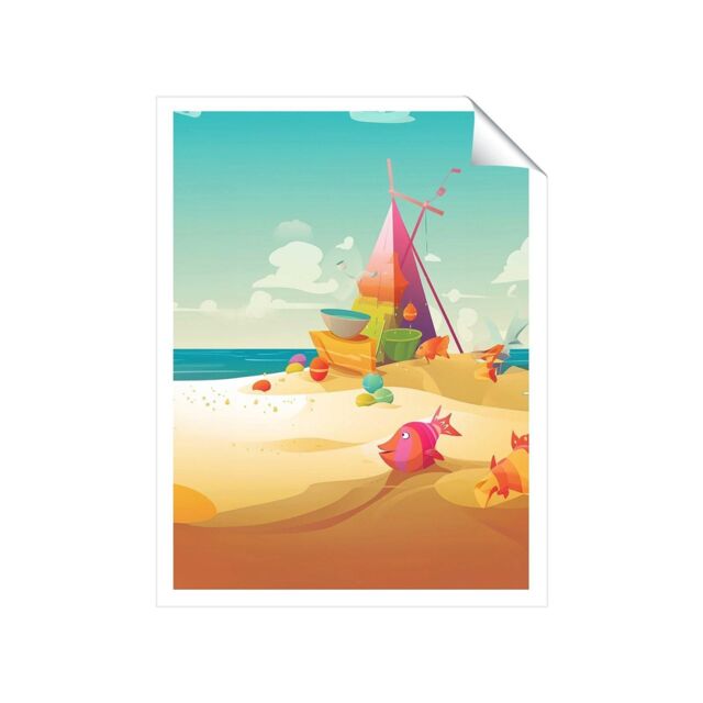 "Warren Reed - Designer Fish On A Beach Holiday Unframed Art Print - Size: W24"" x H36""" - image 1
