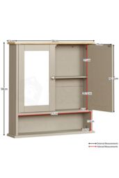 Home Discount Bath Vida Priano 2 Door Mirrored Wall Cabinet With Shelf Storage Bathroom Furniture 580 x 560 x 130 mm in Grey - thumbnail 2