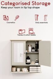 Home Discount Bath Vida Priano 2 Door Mirrored Wall Cabinet With Shelf Storage Bathroom Furniture 580 x 560 x 130 mm in Grey - thumbnail 3