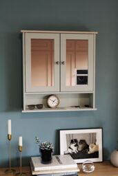 Home Discount Bath Vida Priano 2 Door Mirrored Wall Cabinet With Shelf Storage Bathroom Furniture 580 x 560 x 130 mm in Grey - thumbnail 1