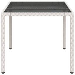 Berkfield Home Garden Table with Glass Top White 150x90x75 cm Poly Rattan - Size: 150 x 90 x 75 cm - thumbnail 6