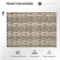 OUTSUNNY Rattan Garden Bench w/ Glass Tea Table, Wicker Chair w/ Cushions in Cream - thumbnail 4