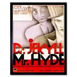 "Artery8 Vintage Film Movie Advert Dr Jekyll & Mr Hyde 12x16"" Framed Art Print in Red - Size: W12"" x H16""" - thumbnail 1