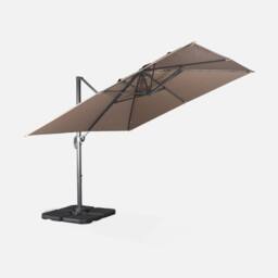 sweeek 3x3m Square Cantilever Parasol With Cover Included in Brown - thumbnail 3