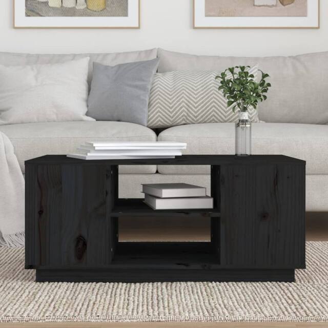 Berkfield Home Beautiful Coffee Table Black 90x49x40.5 cm Solid Wood Pine - image 1