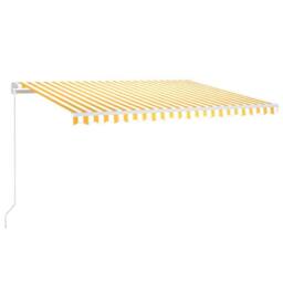 Berkfield Home Manual Retractable Awning with LED 450x300 cm Yellow & White - thumbnail 3