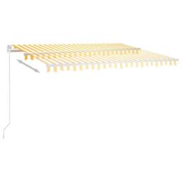 Berkfield Home Manual Retractable Awning with LED 450x300 cm Yellow & White - thumbnail 4