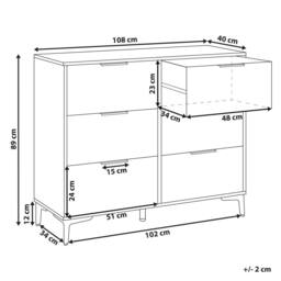 Wyld and Coco White Six-Drawer Chest - Fluted Fronts Gold Handles MDF - thumbnail 3