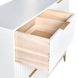 Wyld and Coco White Six-Drawer Chest - Fluted Fronts Gold Handles MDF - thumbnail 7