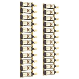 Berkfield Home Wall Mounted Wine Rack for 12 Bottles 2 pcs Gold Iron - thumbnail 3