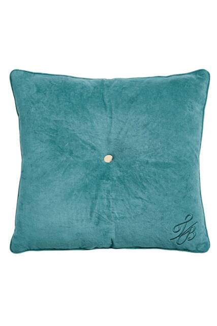 Ted Baker 'TB Branded Button' Cotton Velvet Cushion in Blue - Size: 50 cm x 50 cm - image 1