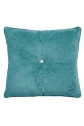 Ted Baker 'TB Branded Button' Cotton Velvet Cushion in Blue - Size: 50 cm x 50 cm
