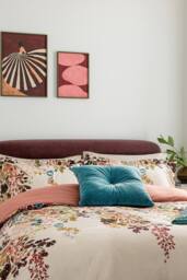 Ted Baker 'TB Branded Button' Cotton Velvet Cushion in Blue - Size: 50 cm x 50 cm - thumbnail 3