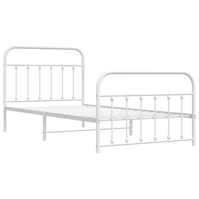 Berkfield Home Metal Bed Frame with Headboard & Footboard White 107x203 cm - image 1