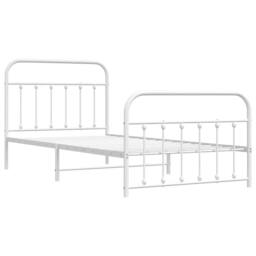 Berkfield Home Metal Bed Frame with Headboard & Footboard White 107x203 cm - thumbnail 1