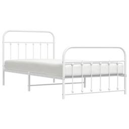 Berkfield Home Metal Bed Frame with Headboard & Footboard White 107x203 cm - thumbnail 5