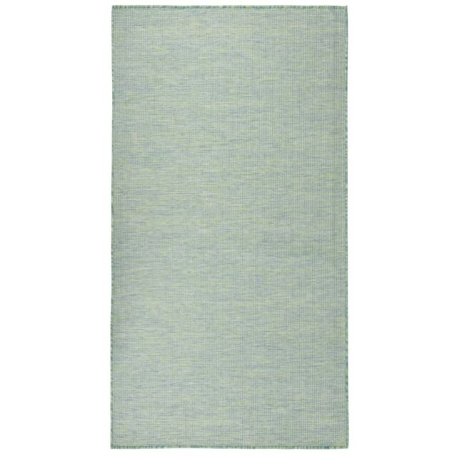 Berkfield Home Outdoor Flatweave Rug 140x200 cm Turquoise in Black - Size: Medium - image 1